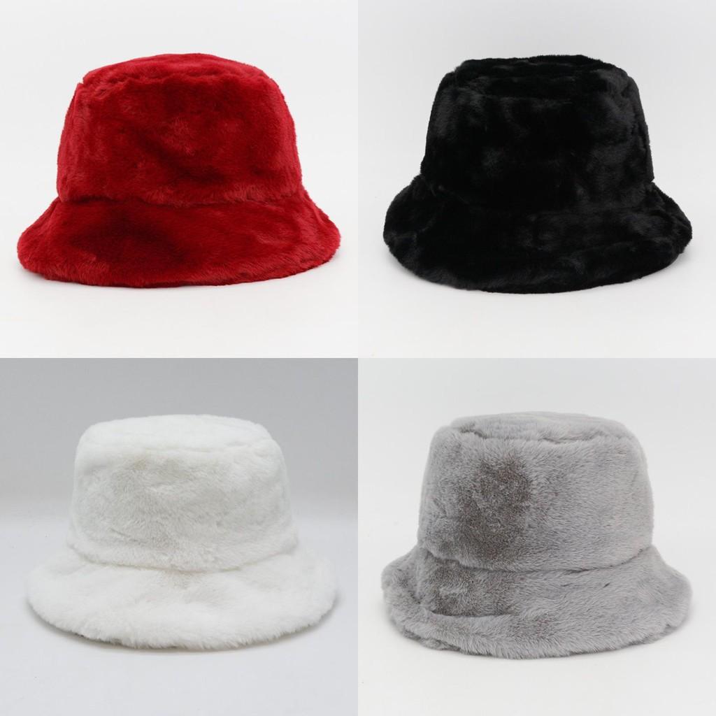 Womens Lamb Velvet Basin Hat Extrathickened Furry Solid Color Warm Winter