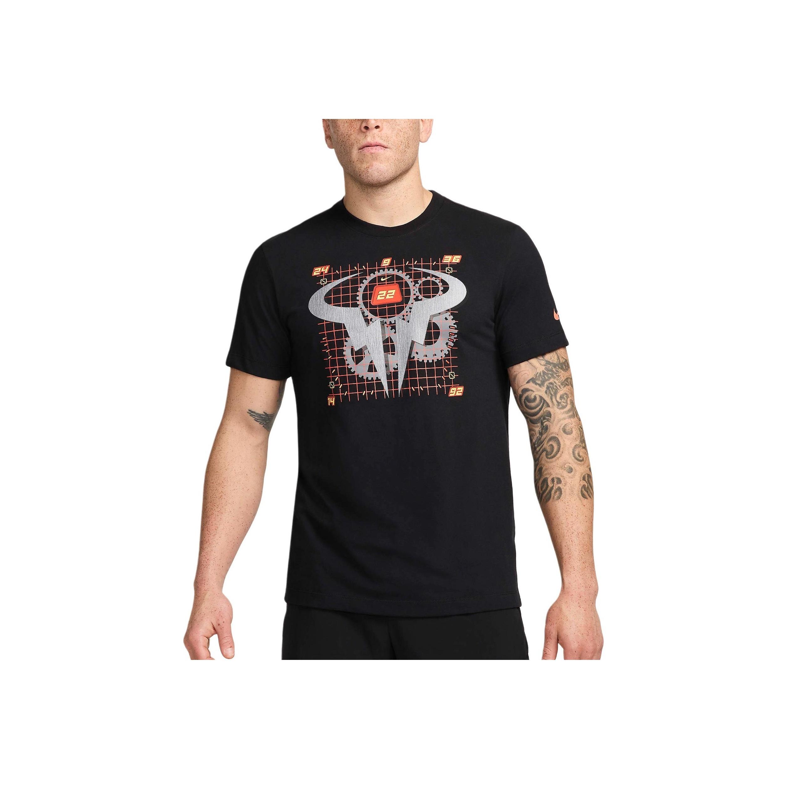 

Nike Tennis Dri-FIT Rafa Loose Fit Moisture-Wicking Short Sleeve Tennis Shirt Men tops Black FZ8113-010 M