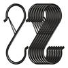 5PCS S-Shaped Hook with Safety Buckle Black Silver Metal Hook for Outdoor Flower Baskets Kitchen Utensil Bedroom Clothes Storage