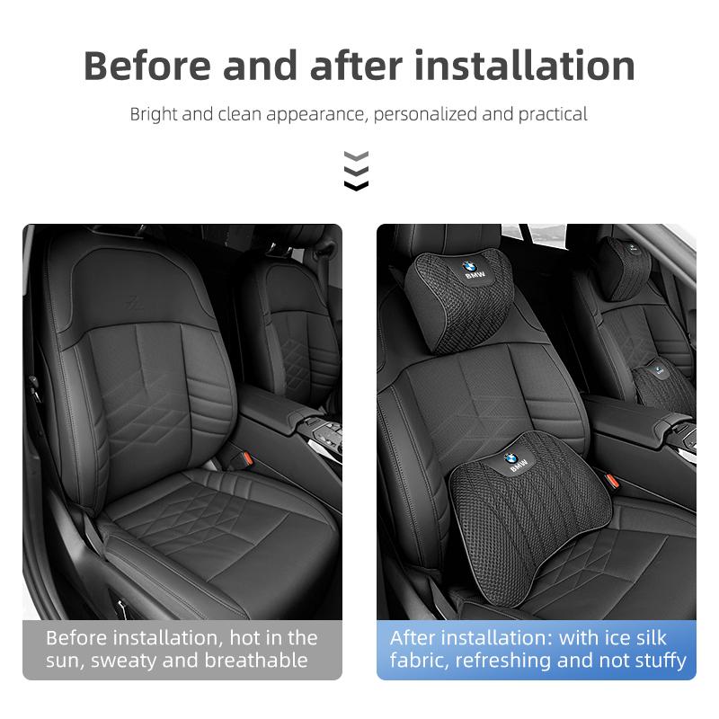 Ice Silk Car Headrest Neck Cushion Lumbar Support Pillow Seat Cushion For BMW 3 5 Series G32 G20 F10 F30 X3 G01 X5 G05 G30 G60