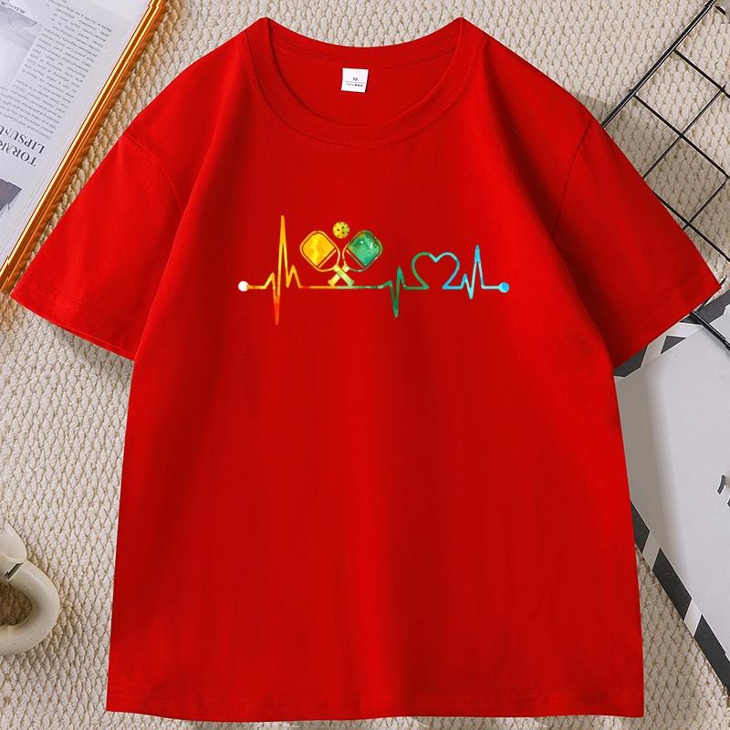 

Funny Pickleball Paddle Heartbeat Graphic T Shirts Unisex Women Summer Cotton Short Sleeve Round Neck Tshirt Unisex S