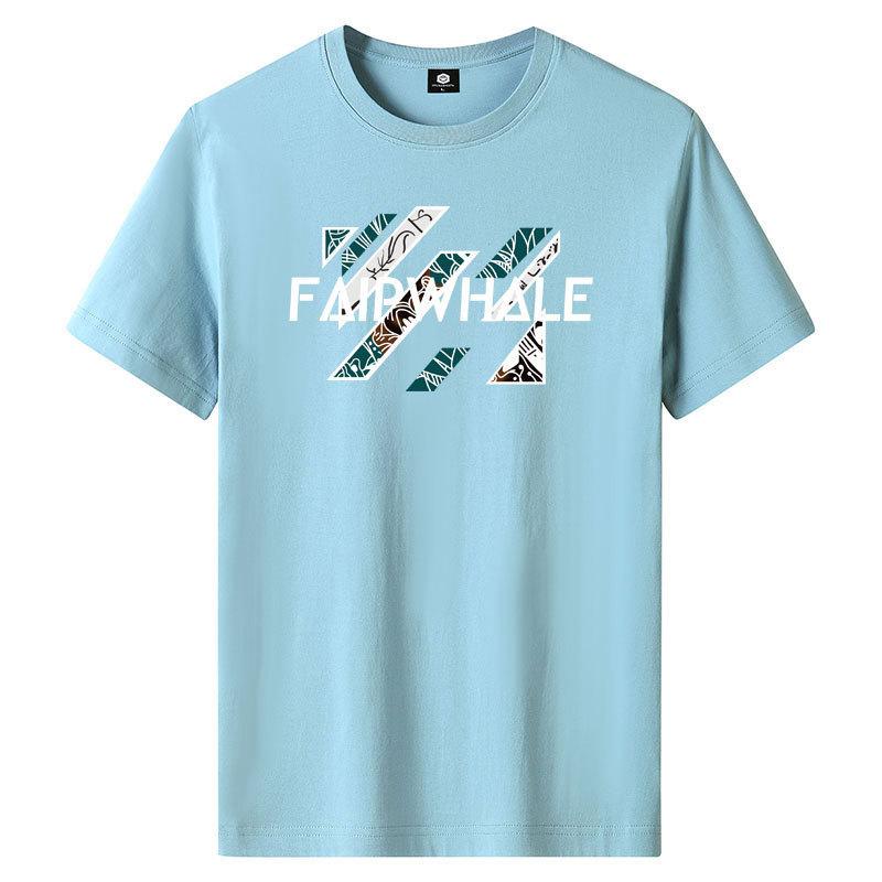 Faipwhale M-6XL Pure Cotton Mens Short-sleeved T-shirt Round Neck Boy Casual Tee Shirt
