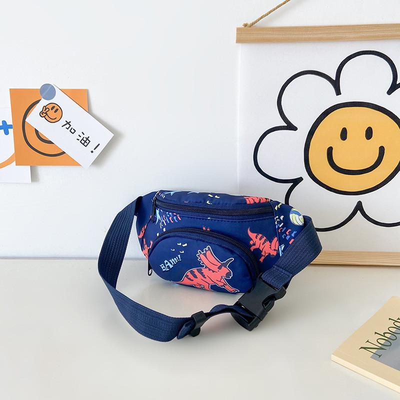 Stylish Children's Canvas Crossbody Bag With Adorable Cartoon Dinosaur Design