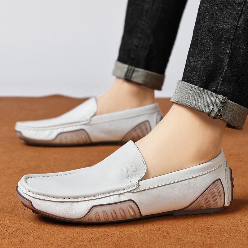 Genuine Leather Shoes Trendy Casual Leather Shoes British One Pedal Driving Fashionable Shoes Plus Size Men's Shoes