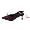 Fashion Summer Bow Decor Pointed Toe Sandals Women Plus Size Shiny Crystal Thin Heel Sandal Woman Wedding Party Bao Toe Sandalias Mujer