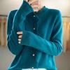 Women's Hollow Lace Wool Cardigan - Half-High Neck, Long Sleeve, Thick Autumn/Winter Style, Versatile, Fashionable Top