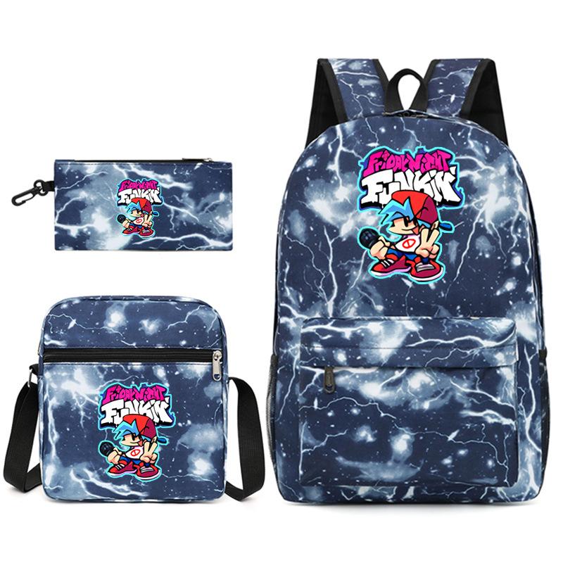 Classic Popular Friday Night Funkin Printed 3pcs/Set Pupil School Bags Laptop Daypack Backpack Inclined Shoulder Bag Pencil Case