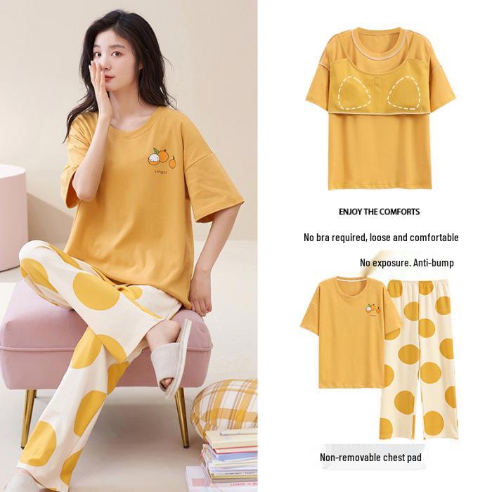 Women's Korean Style Cartoon Pajama Set - Short Sleeve, Long Pants, Plus Size, Casual Homewear