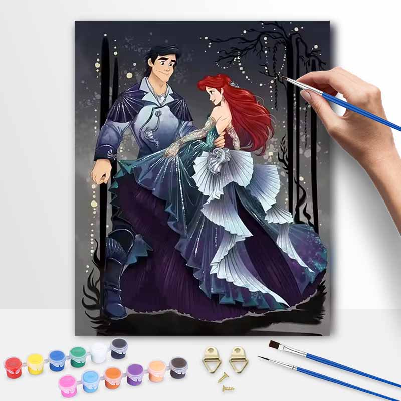 Disney Ariel Eric Paint By Number Kit Number Drawing Canvas DIY Picture Home Decor Romantic Love Wedding Couple Art Crafts Wall Decor Gift