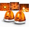 2Pcs Amber LED Watermelon Lights, 30-LED 360° Rotating Flashing & Solid Mode, 12V 24V Truck Side Marker Clearance Lamps, Front Rear Turn Signal