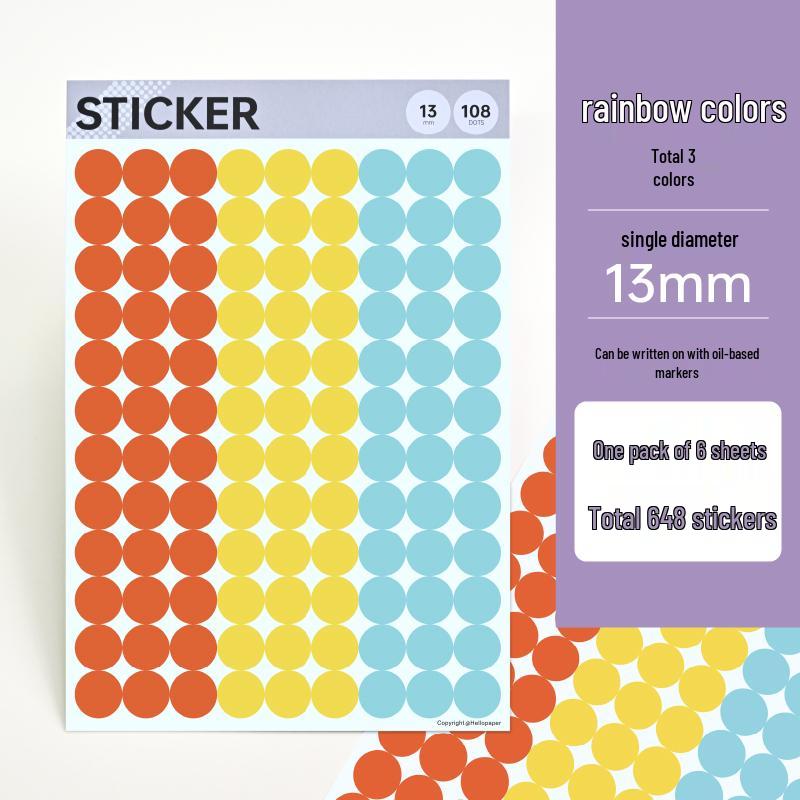 Colorful Self-Adhesive Numbered Dot Stickers for Kids - Round Index Labels for Kindergarten