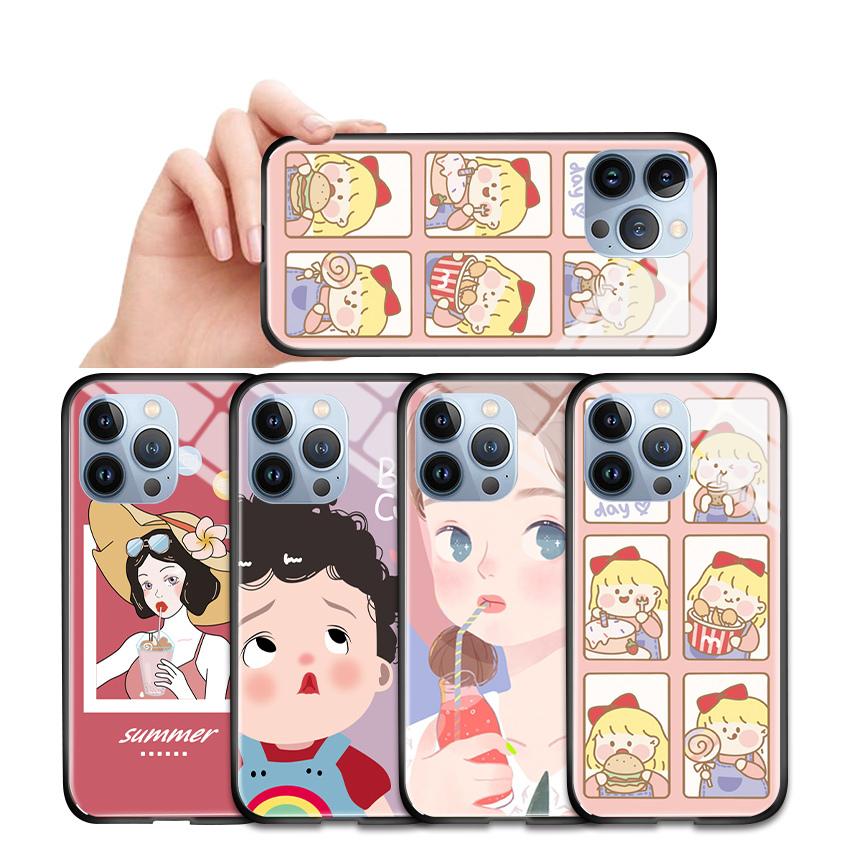 Pouzdro na telefon z tvrzeného skla pro iPhone 11 12 13 14 15 16 17 Redmi 10 12 14C Note10 Note14 Xiaomi 11Lite PocoC75 Měkký okraj Nárazuvzdorný Hladký kryt