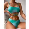 European and American Three-piece Swimsuit Women's Print Multi-color Split Triangular Bikini Swimsuit Sports Model