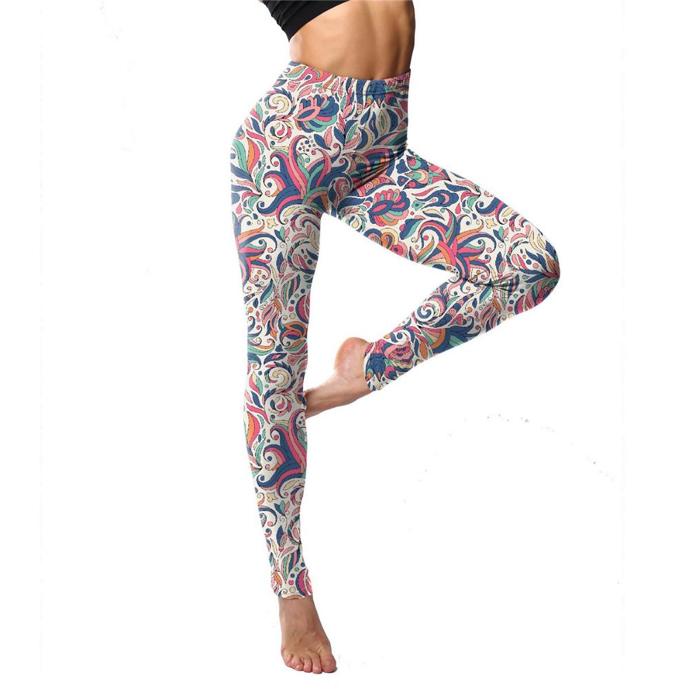 Floral Leggings High Waist Paisley Printed Legging For Women Highly Stretchable Fitness Tights Yoga Pants Workout Sportswear