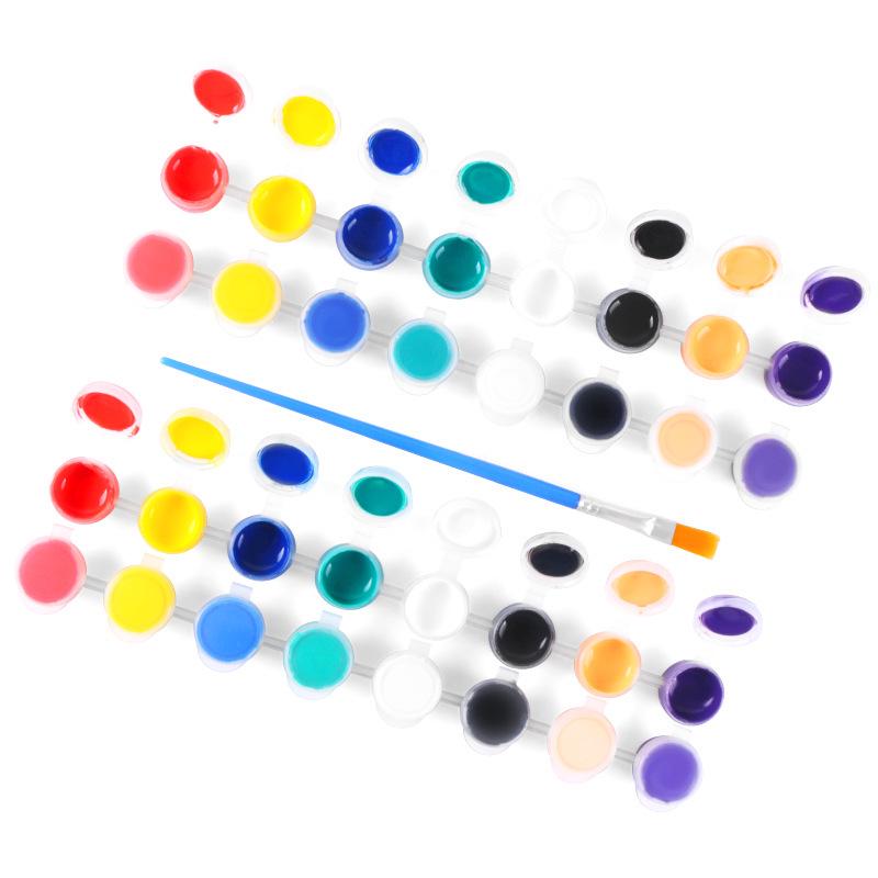 Set de 12 culori de vopsea acrilică pentru copii pentru artă studențească: 6-Pan & 8-Pan cu Benzi de Vopsea pentru Păpuși de Ipsos