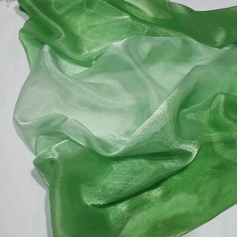 Wide 150cm Shiny Gradient Organza Fabric Glossy Thin Gauze Voile Fabric Diy Sewing Dress Hanfu Stage Costume Crafts Background
