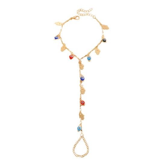 Bracelet High Saturation Dripping Glaze Blue White Eye Shape One-Piece Ring Integrated Design Bracelet Turkish Eye Symbol Bracelet