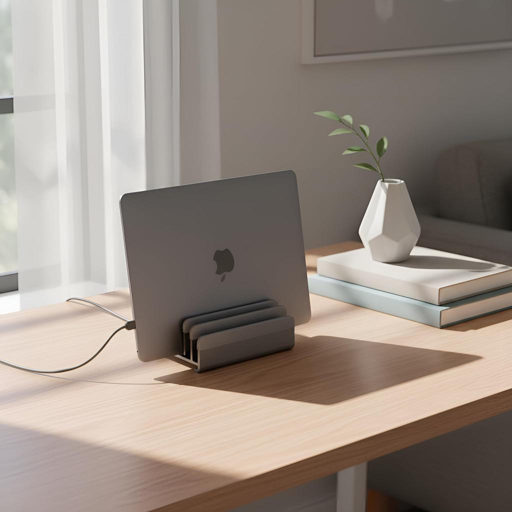 A Laptop Stand That Can Hold Up To 5 Devices The Width Is Freely and the Aluminum Material Is Compatible with Various Brands of It Is Compatible with