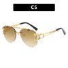 1PC  European and American frameless driving sunglasses Leopard retro cut edge double beam sunglasses for men and women