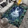 Enchanted Bunny Moonlight Rug: Fantasy Forest Design for Kids Rooms | Nature Themed Carpets | Soft and Comfortable Floor Decor