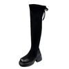 Wide Fit Over-the-Knee Elastic Sheepskin Velvet Boots, Plus Size for Autumn/Winter with Thick Sole.