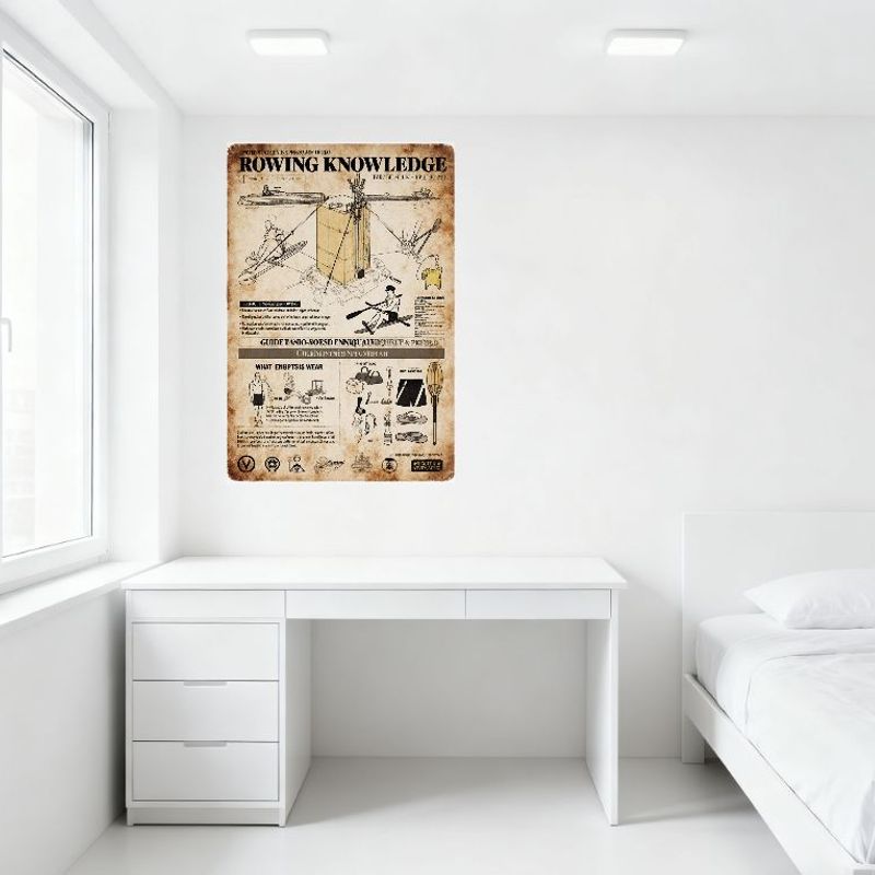 Vintage 1923 US Army Approved Rowing Knowledge Tin Sign - Retro Military Rowing Technique Guide Metal Plaque for Man Cave Bar Ho