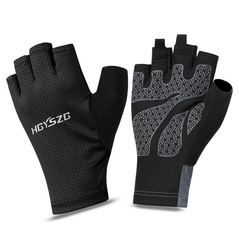 Cycling Half  finger Gloves for Men Summer Sports  Anti Slip  Sun Protection  Thin Breathable Cycling  Outdoor Fishing and Bicycle Gloves