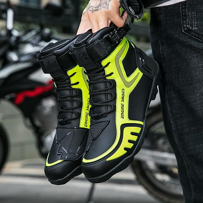 Unisex Ganzjahres Motorradstiefel Für Straßen- und Geländefahrten Atmungsaktiv Stoßdämpfend Anti-Rutsch Abriebfest