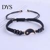 Vintage Bracelets 2Pcs Couple 2 Matching Yin Yang Hand Knitted Unisex Men Women Shiny Rhinestones Adjustable for Valentines Day Tai Chi