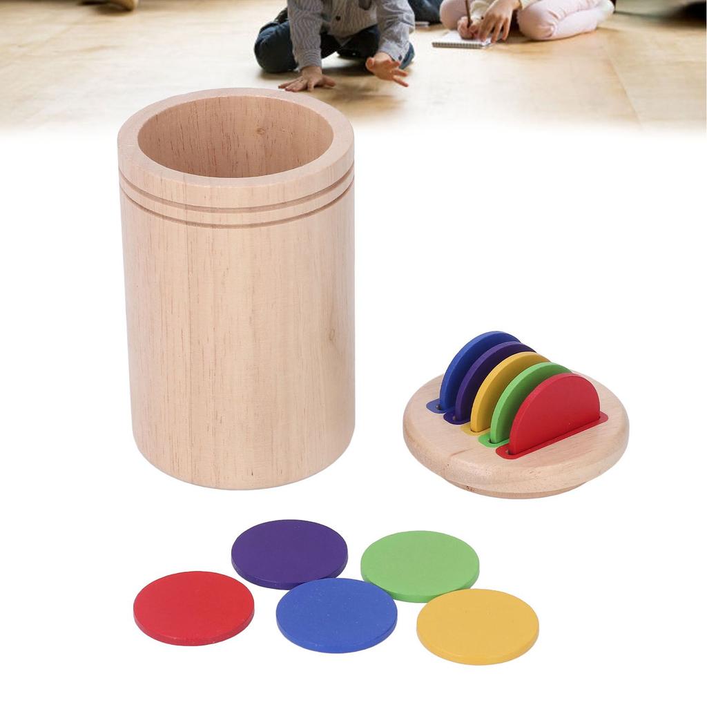 Color Sorting Sensory Toy Wooden Color Sorting Coin Box Toy Children Educational Color Sorting Cup F