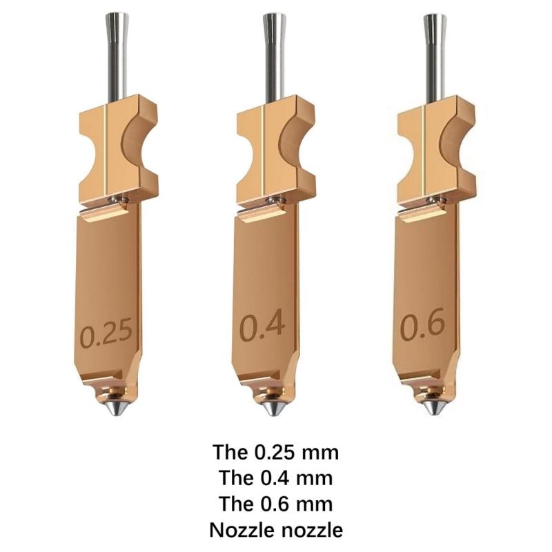 Interchangeable 3D Printing Nozzle Set Heat Resistant Metal Tip Multiple Diameter Option 0.25 0.4 0.6mm