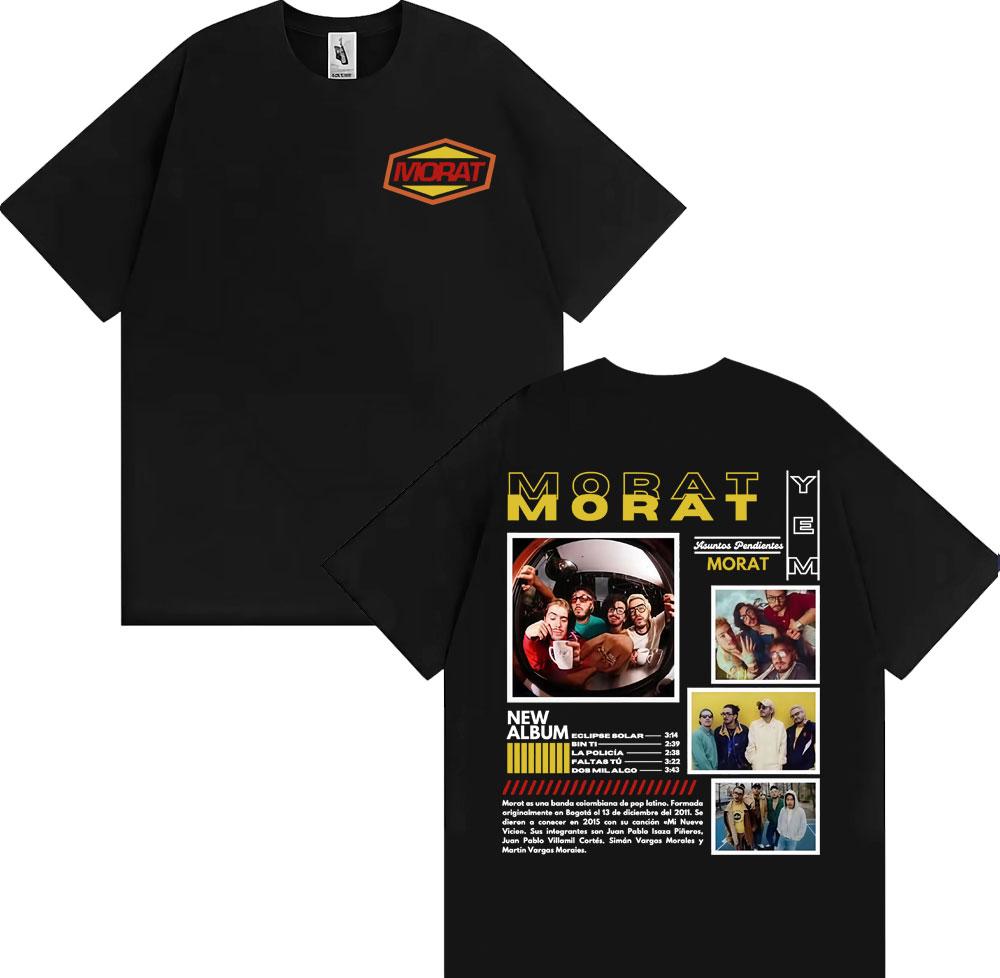 2025 Summer Band Morats New Album Asuntos Pendientes Cover Tshirt Male Harajuku Hiphop Style Tshirt Loose Cotton Tshirt S