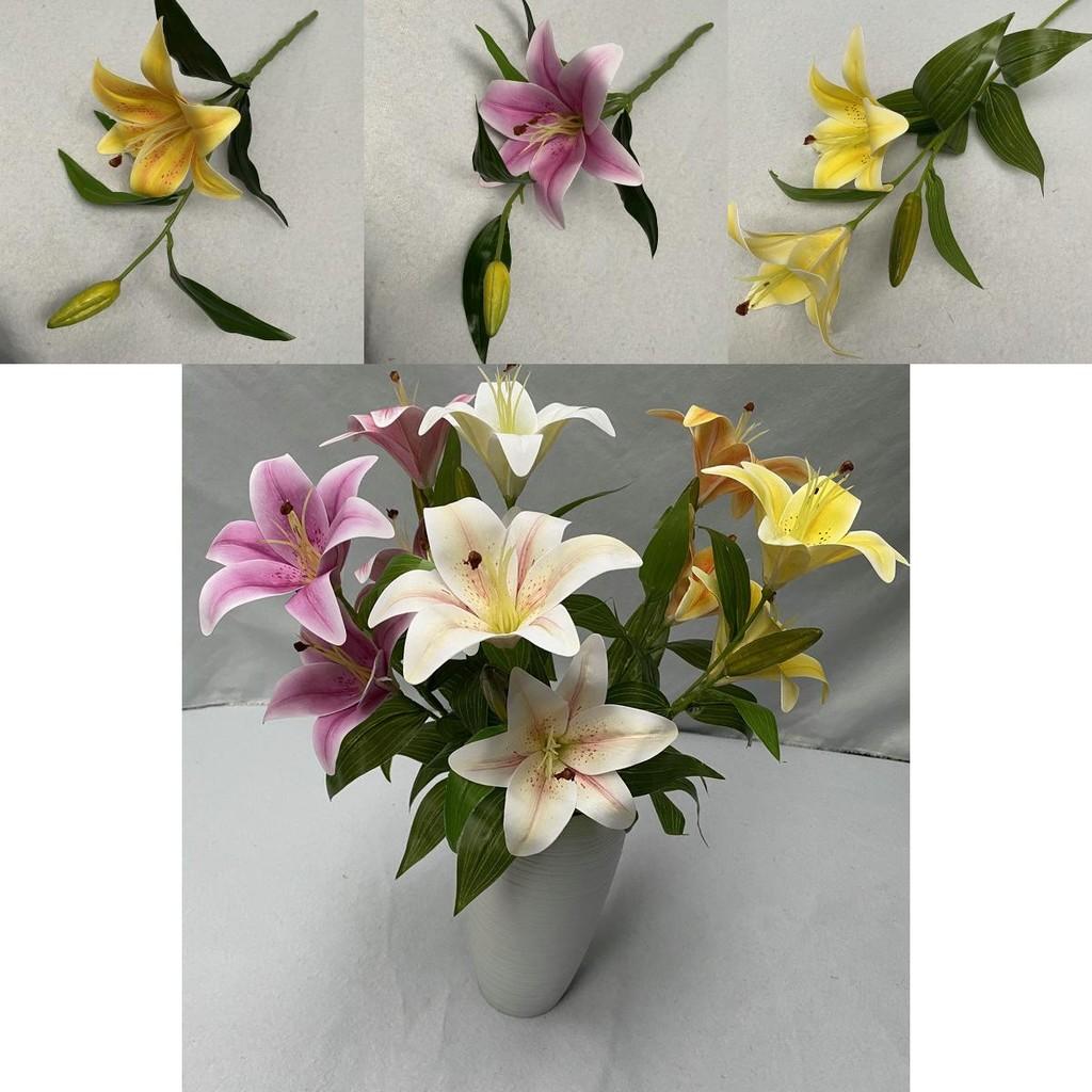 Realistic 3d Cloth Artificial Lilies Fake Flowers For Wedding Decor Home Staging Photography Props