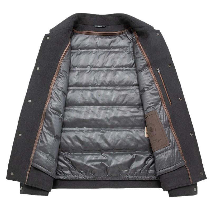 New Light Luxury Thickened Cotton Wool Coat Men's Lapel Wool Coat Autumn and Winter Thickened Down Lining Dad Outfit