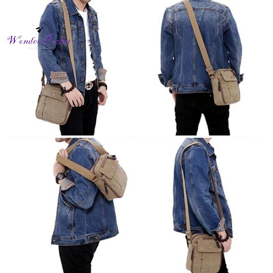 Bolso bandolera informal de viaje multifunción de lona vintage para hombre