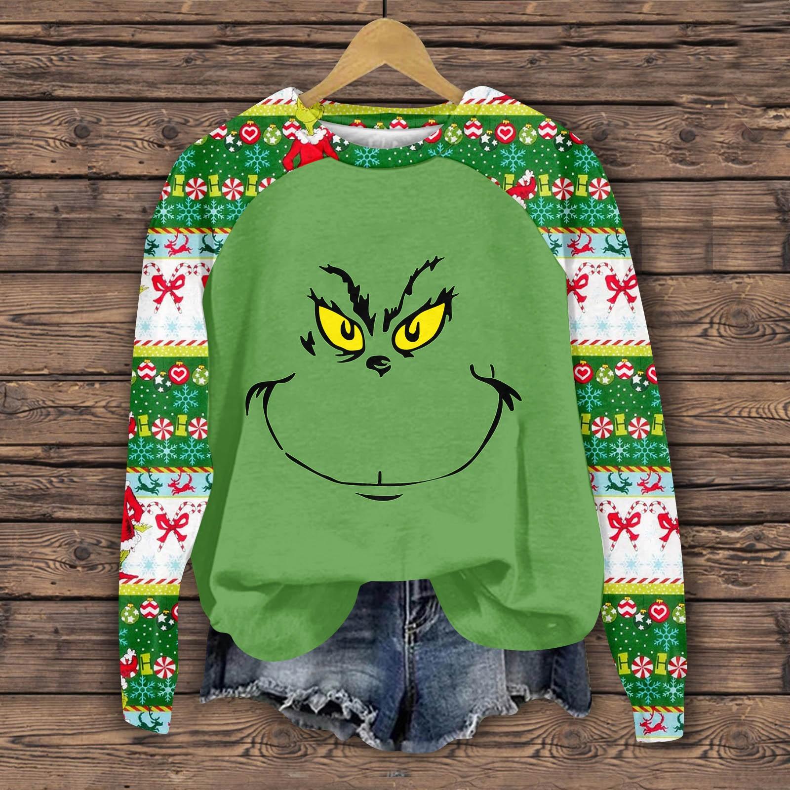 Женская мода повседневная толстовка с длинным рукавом и вставкой на плече с принтом на Хэллоуин с круглым вырезом M 1687₽