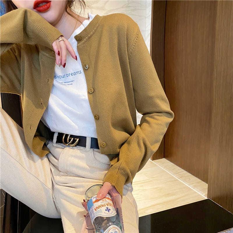 New knitted cardigan women's spring and autumn shawl jacket long-sleeved knitted knitted sweater outer women