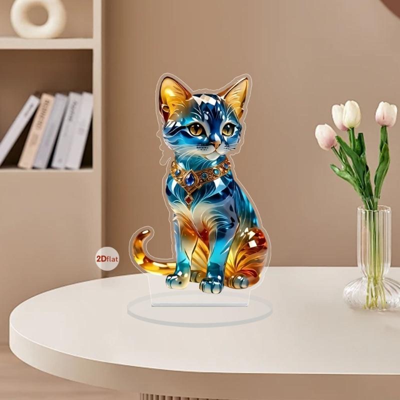 Animal Statue Tabletop Ornament with Display Base Shatterproof Acrylic Animal Figurine for Home Office Desk Decoration