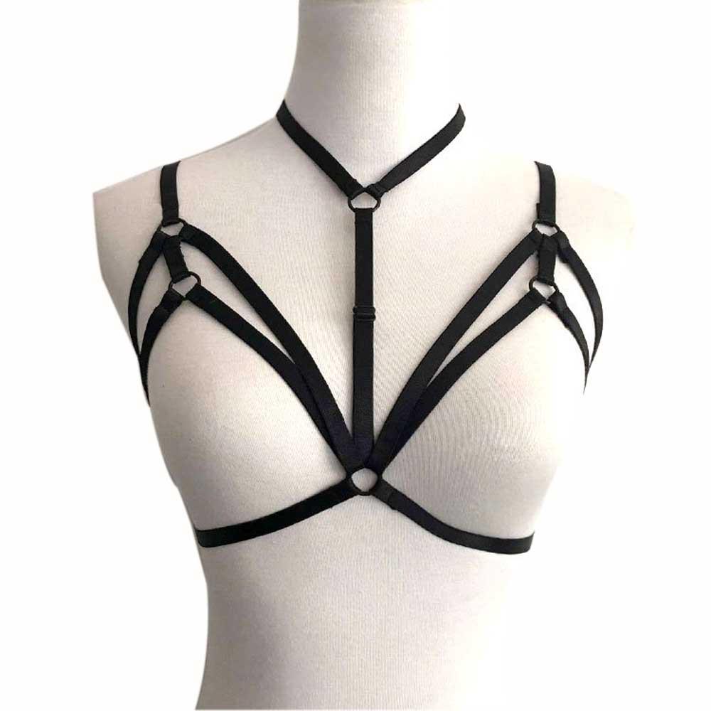 Alluring Women  Bra Elastic Cage Bra Strappy Hollow Out Bra Bustier  S