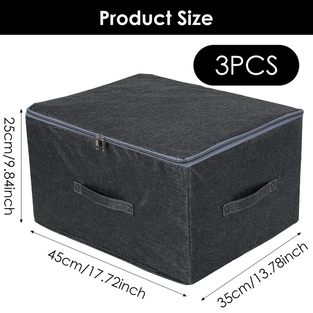 3 Pcs Extremely Large Clothes Storage Bin Foldable Quilt Pants Sweater Organizer Box Bedroom Closet Wardrobe Organizer