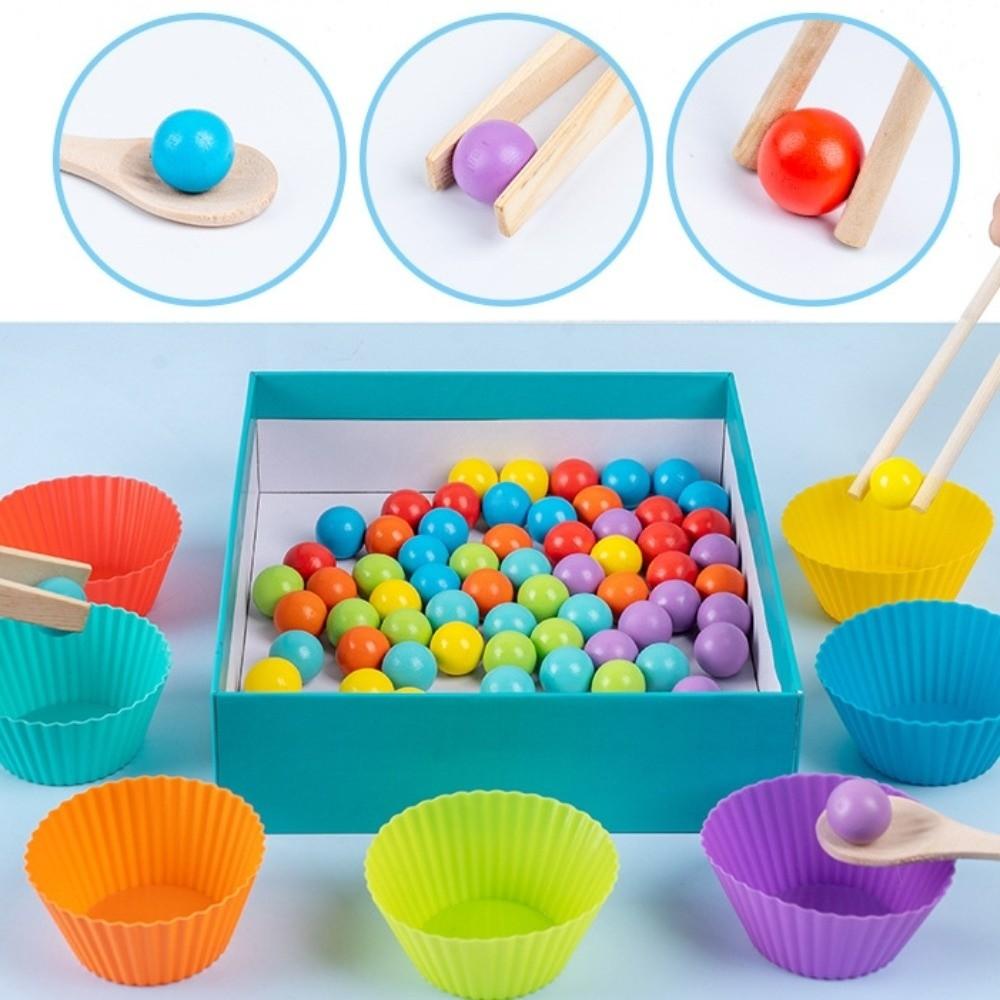 Wooden Color Matching Beads Game Early Educational Color Sorting Matching Toy Montessori Classroom
