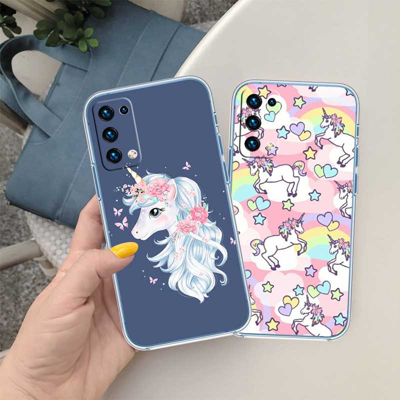 RE17 Cartoon Unicorn Transparent Phone Case for Motorola Moto Edge 20 30 40 50 S30 Fusion Ultra Pro Neo Lite + G200 G23