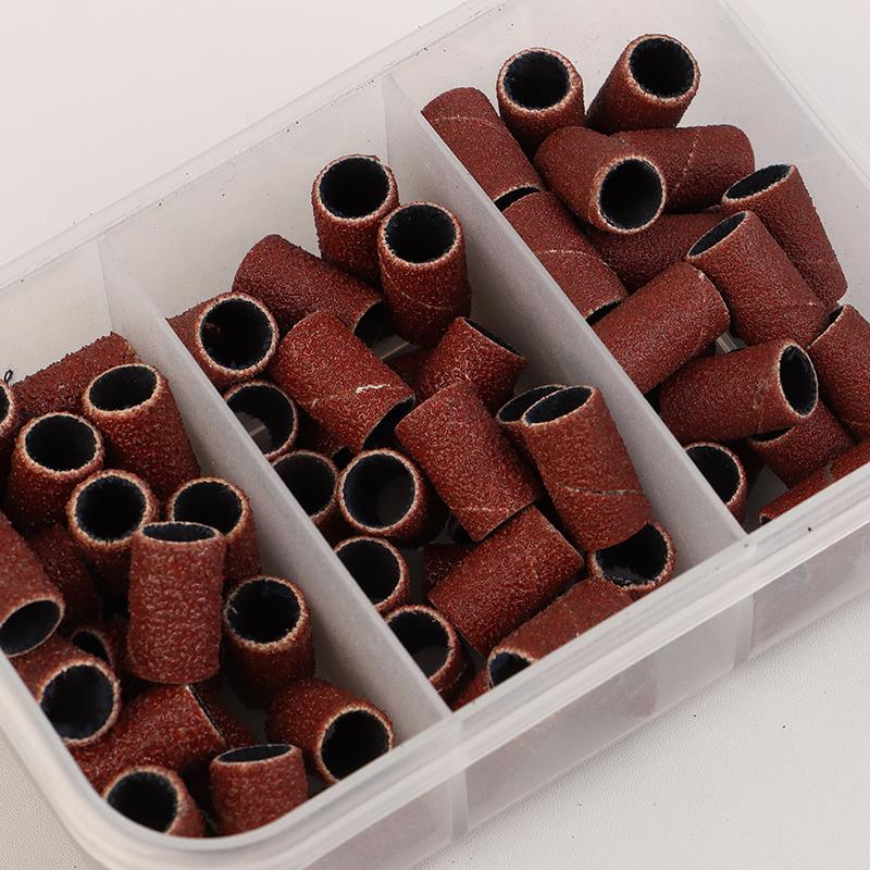 75/210Pcs/Box Sanding Cap Bands For Electric Manicure Machine 180/120/80 Grit Nail Drill Grinding Bit Files Pedicure Tool Set