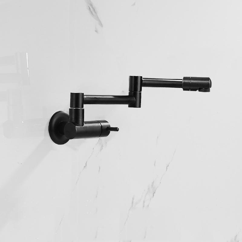 Baterie Neagră Monocomandă pentru Apă Rece Cupru Montată pe Perete Rotativă 360 Baterii Lavabo Baie Robinet Piscină Mop Balcon Exterior Argintiu Robinet Invizibil