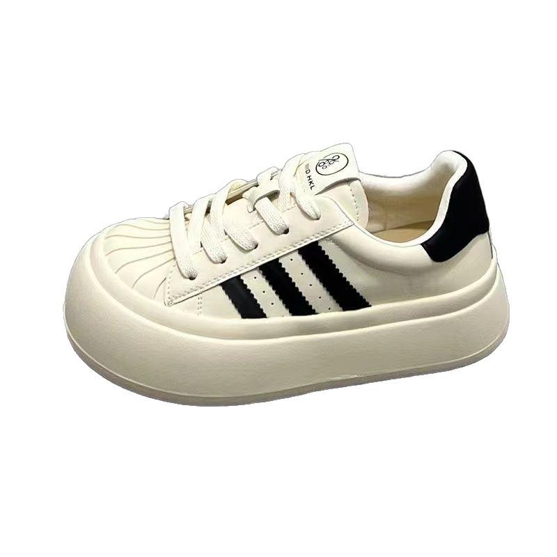 Shell Head Black Board Shoes Women's 2025 Autumn New Platform Leisure Sports Big Head Cute Doll Shoes High Value