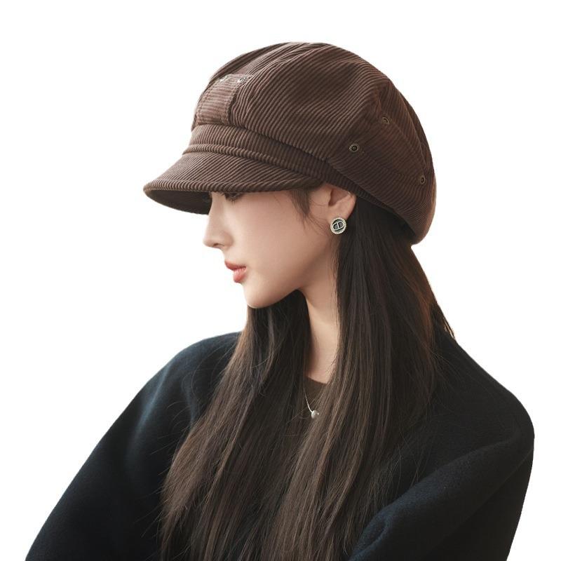 Hat Women Maillard Style Beret Autumn and Winter Japanese Style Front and  Back Two Big Heads and Painter Hats Showing Their Faces Small Octagonal Hat