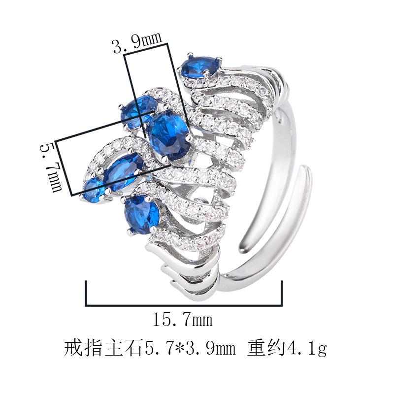 New Jewelry Ring Crown Design Purple Light Lamp Will Change Color Blue Red Corundum Luxury High-end Women's Batch
