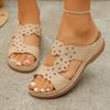 Summer Korean‑Style Fashion Peep‑Toe Slip‑on Wedge Fashion Casual Plus‑Size Women Roman One‑Strap Flat Sandals