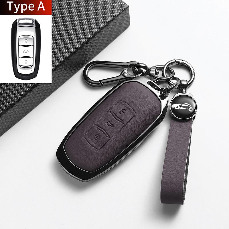 For Geely Emgrand 7 GX3 Atlas GS NL3 Gili Emgrand 7 EX7 GT GC9 Leather Metal Car Key Case Cover Key Protection Shell Accessories