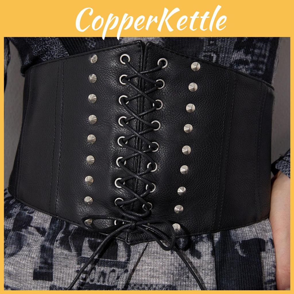 Punk Rock Wide Leather Belt For Casual Street Style And Night Out